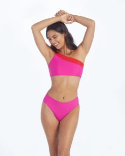 The High Leg Mid Rise Bikini Bottom - Hibiscus -Classic Lady Wear Store 1 ModelFront 13084b5d c033 41a6 a693 2aa3e4782db6