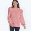 The Flirty Ruffle Sleeve Sweater - Desert Rose