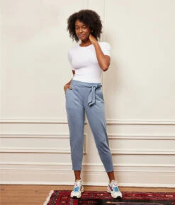 The Softest French Terry Tie-Waist Pant - Main -Classic Lady Wear Store 1 ModelFront 283a2d31 6cdf 43d1 af95 2be061a248e3