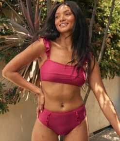 The Ruffle High Leg High Rise Bikini Bottom - Spritz -Classic Lady Wear Store 1 ModelFront 33e0105f 3e31 4f0a bbe2 9433fab2b35e