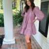 The Tiered Mini Dress - Plum