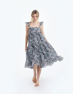 The Tiered Ruffle Midi Dress - Island Floral -Classic Lady Wear Store 1 ModelFront 57cecefb 3330 4dc0 9f33 57944072335c
