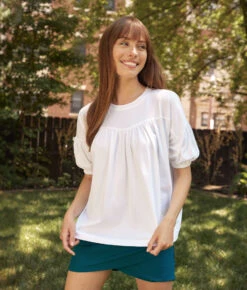 The Luxe Pima Breezy Tee - White Sand 9 The Luxe Pima Breezy Tee - White Sand -Classic Lady Wear Store 1 ModelFront 7ccce8dc 4c3c 4471 8af4 c581777b8562