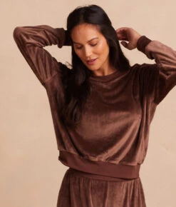 The Plush Velour Relaxed Crew - Chocolate