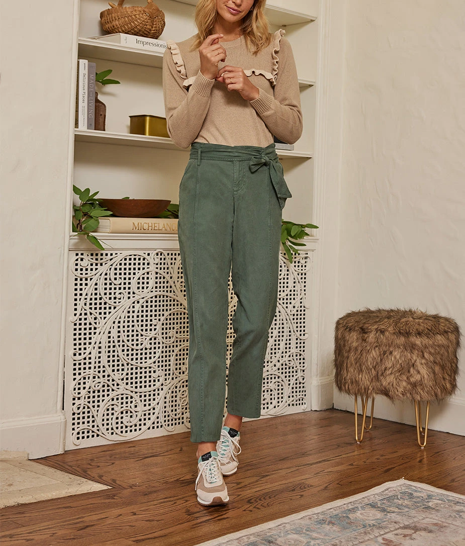 The Timeless Slim Tie-Waist Pant - Olive 2 The Timeless Slim Tie-Waist Pant - Olive - Image 2