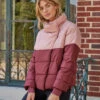 The Colorblock Eco Puffer Jacket - Rosewood & Shell