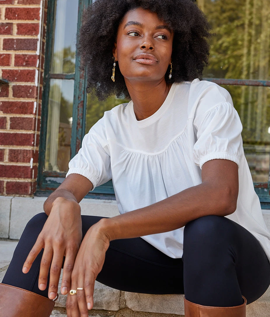 The Luxe Pima Breezy Tee - White Sand 1 The Luxe Pima Breezy Tee - White Sand