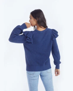 The Flirty Ruffle Sleeve Sweater - Atlantic -Classic Lady Wear Store 2 ModelBack 502dec3b e742 4b5e 926a 8ac26b6b83a9