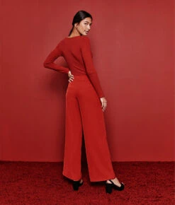 The Perfect Wide Leg Pant - Lava 6 The Perfect Wide Leg Pant - Lava -Classic Lady Wear Store 2 ModelBack 8392c9c9 8326 4165 b396 31ba58c958a2