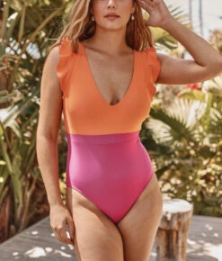 The Ruffle Backflip - Hibiscus & Tangerine 9 The Ruffle Backflip - Hibiscus & Tangerine -Classic Lady Wear Store 2 ModelBack 9739813e 4232 4b1f 8da8 e54858d6024f