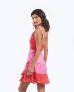 The Short Beach To Brunch Wrap Skirt - Square Dot In Flamingo & Hibiscus -Classic Lady Wear Store 2 ModelBack aa3dac56 42f7 44f0 973f 65cf72acef98