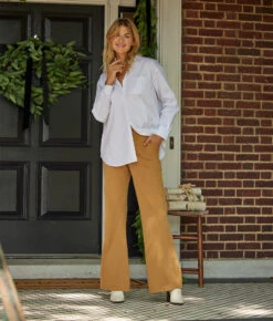 The Easy High-Waisted Flare Pant - Chai -Classic Lady Wear Store 2 ModelBack dbd574f2 b8cf 40f0 92d8 18298a257cfb