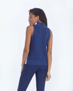 The High Neck Sweater Vest - Atlantic & White Sand -Classic Lady Wear Store 2 ModelBack ec7d86db 4e21 4ec5 9789 0fb4708a1c0e