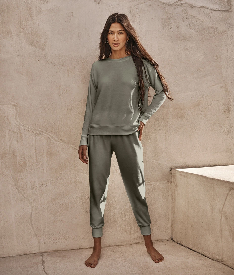 The Softest French Terry Jogger - Agave 4 The Softest French Terry Jogger - Agave - Image 4