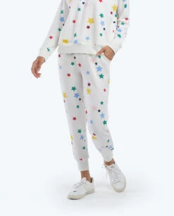 The Softest French Terry Jogger - Scatter Stars In White Sand -Classic Lady Wear Store 3 ModelDetailFront 457294ff deed 496c 9db7 aefbf718d15b