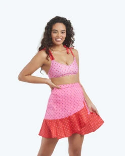 The Short Beach To Brunch Wrap Skirt - Square Dot In Flamingo & Hibiscus -Classic Lady Wear Store 3 ModelDetailFront b862680f 67d0 4438 90e1 5334c75de62e
