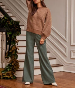 The Easy High-Waisted Flare Pant - Olive -Classic Lady Wear Store 3 ModelFullBody 8fb69a3d 3247 4685 b265 7b8a0ee67fb6