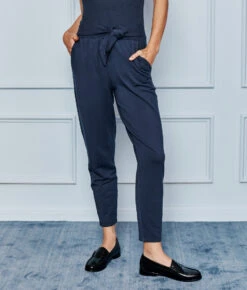 The Softest French Terry Tie-Waist Pant - Midnight 7 The Softest French Terry Tie-Waist Pant - Midnight -Classic Lady Wear Store 3 ModelFullBody 94e3a513 26bd 47db a884 190c91f050e9