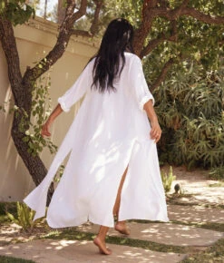 The Effortless Voile Shirtdress Cover-Up - White Sand -Classic Lady Wear Store 3 ModelFullBody a91116b4 3718 4a22 a351 68fb7a554d8b