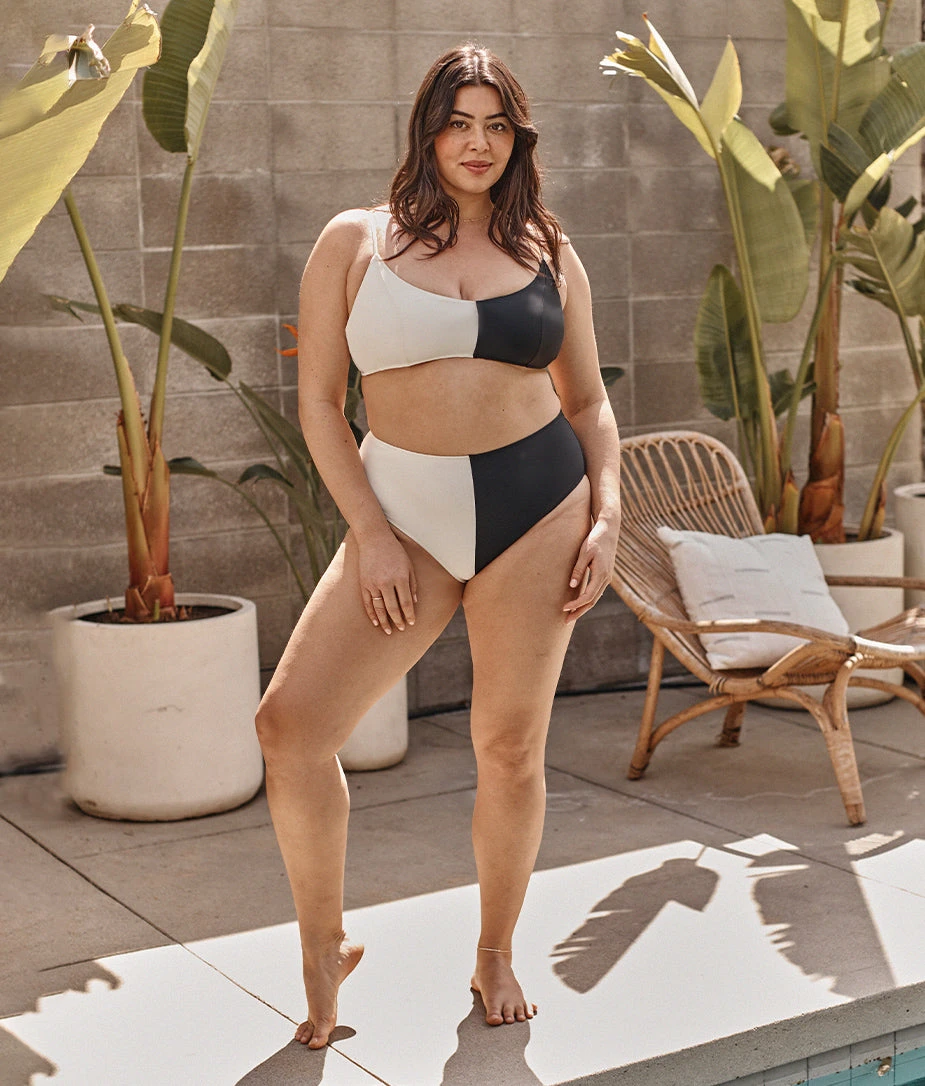 The Split High Leg High Rise Bikini Bottom - Sea Urchin & White Sand 4 The Split High Leg High Rise Bikini Bottom - Sea Urchin & White Sand - Image 4