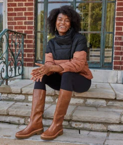 The Colorblock Eco Puffer Jacket - Sea Urchin & Praline -Classic Lady Wear Store 3 ProductImage