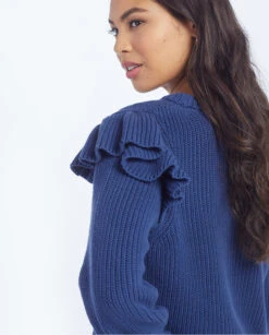 The Flirty Ruffle Sleeve Sweater - Atlantic -Classic Lady Wear Store 4 ModelDetailBack 7e598f7a 3e3d 4d3c 80f5 4fcbef5a0d2f
