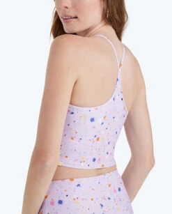 The High Neck Midi Sports Bra Tank - Paint Splatter In Lilac -Classic Lady Wear Store 4 ModelDetail 06c3434e 15fc 4b84 9ce4 27fcd3e43b41