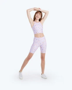 The Do-It-All High Rise Biker Shorts - Paint Splatter In Lilac -Classic Lady Wear Store 4 ModelDetail bad60923 b1bf 438e 9bd2 8662a7ec3ee4