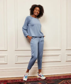 The Softest French Terry Tie-Waist Pant - Slate 10 The Softest French Terry Tie-Waist Pant - Slate -Classic Lady Wear Store 4 ModelDetail cce0bff5 4dc8 4d03 9745 efd3a1ca8534