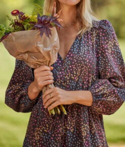 The Countryside Poplin Button Down Midi Dress - Floral Prairie In Chocolate -Classic Lady Wear Store 4 ProductImage ad764f6b 135d 4b39 a69f 25bc8a137b44