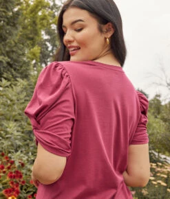 The Luxe Pima Twist-Sleeve T-Shirt Dress - Currant -Classic Lady Wear Store 5 ExtraProductShot 37a14165 e0ae 43df 8e8c f8806bcd8051