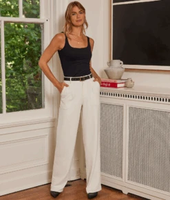 The Classic Pleat Straight Leg Trouser Pant - White Sand -Classic Lady Wear Store 5 ExtraProductShot 6d5711ce b747 4d99 b5da 095d5b9bb448