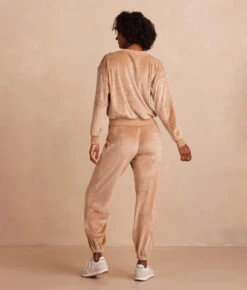 The Plush Velour Jogger - Fawn -Classic Lady Wear Store Back Full The Plush Velour Jogger Fawn