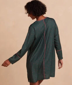 The Cloud 9 Boyfriend Sleep Shirt - Celestial Dot In Eden & Rosewood -Classic Lady Wear Store Back Full TheCloud9BoyfriendSleepShirt BuffaloCheckinDeepSea Gold