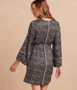 The Cloud 9 Silky Robe - In Bloom In Sea Urchin & Pink Sky -Classic Lady Wear Store Back Full TheCloud9SilkyRobe InBloominSeaUrchin PinkSky