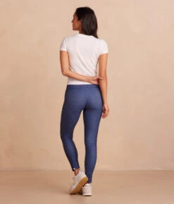 The Colorblocked High Rise 7/8 Legging - Gingham In Blue Mountain & Toffee -Classic Lady Wear Store Back Full TheColorblockedDo It AllHighRise78LengthLegging GinghaminBlueMountain Toffee