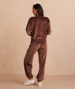 The Plush Velour Jogger - Chocolate -Classic Lady Wear Store Back Full ThePlushVelourJogger Chocolate