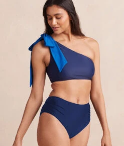 Classic Lady Wear Store -Classic Lady Wear Store Bow ShoulderRuchedSidestrokeBikiniTop Twilight DeepSea 1Front 92098ff1 f3ef 4f31 a515 e18132fb7903
