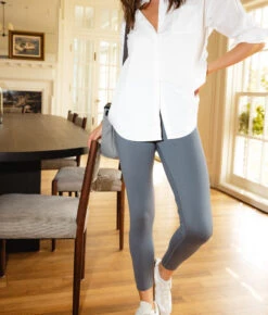 The Coziest High Rise Full Length Leggings - Smoke -Classic Lady Wear Store Brushed High Rise Full Length Leggings 3