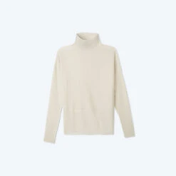 The Luxe Cashmere Blend Funnel Neck Sweater - White Sand -Classic Lady Wear Store CashmereBlendFunnelNeck WhiteSand