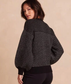 The Luxe Cashmere Blend Mix Stitch Sweater - Sea Urchin & Dune -Classic Lady Wear Store CashmereBlendMixStitch SeaUrchin Crop Back