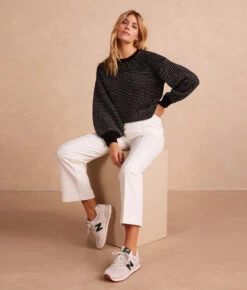The Luxe Cashmere Blend Mix Stitch Sweater - Sea Urchin & Dune