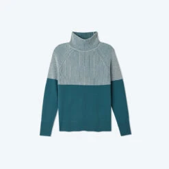 The Luxe Cashmere Blend Two-Tone Sweater - Venetian -Classic Lady Wear Store CashmereTwo ToneFunnelNeck Venetian