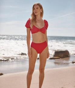 The Puff Sleeve Bikini Top - Spritz