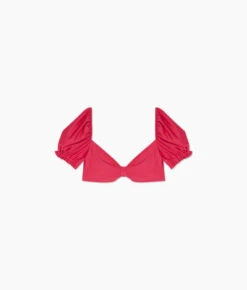 The Puff Sleeve Bikini Top - Spritz 7 The Puff Sleeve Bikini Top - Spritz -Classic Lady Wear Store Cinch Front Oasis Bikini Top with Puff Sleeve Spritz FLAT