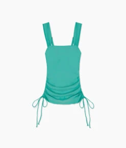The Cinched Square Neck Tankini Top - Ocean Jade 7 The Cinched Square Neck Tankini Top - Ocean Jade -Classic Lady Wear Store Cinched Square Neck Tankini Top Spring Green FLAT