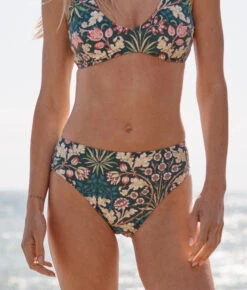 The Classic Mid-Rise Bikini Bottom - Hyacinth In Sunburst & Teal -Classic Lady Wear Store Classic Mid Rise Bikini Bottom Hyacinth in Sunburst Teal 2