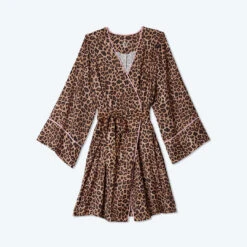 The Cloud 9 Silky Robe - Leopard & Pink Sky