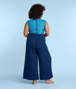 The Cloud Gauze Wide-Leg Pants - Deep Sea -Classic Lady Wear Store CloudGauzeWide LegPantsDeepSeaBack2