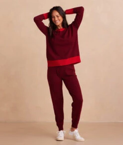 The Coziest Cashmere Blend Jogger - Pinot & Lava -Classic Lady Wear Store CoziestCashmereBlendJogger Pinot Lava Front Full 2